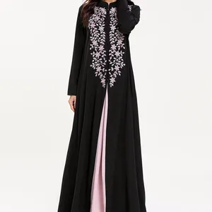 Vestido largo informal musulmán estampado islámico Abaya Turquía para mujer 2019