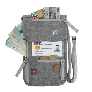 RFIDปิดกั้นน่ารักราคาถูกออกแบบOEMกันน้ำไนลอนผ้าท่องเที่ยวคอกระเป๋าสตางค์สำหรับบุรุษ