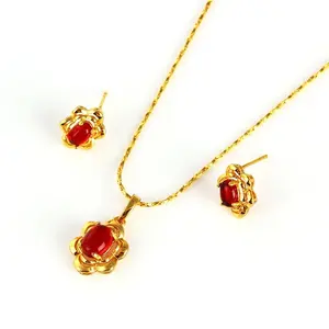 61245 High Quality 24k Gold Color African Gold Plating Jewelry Set