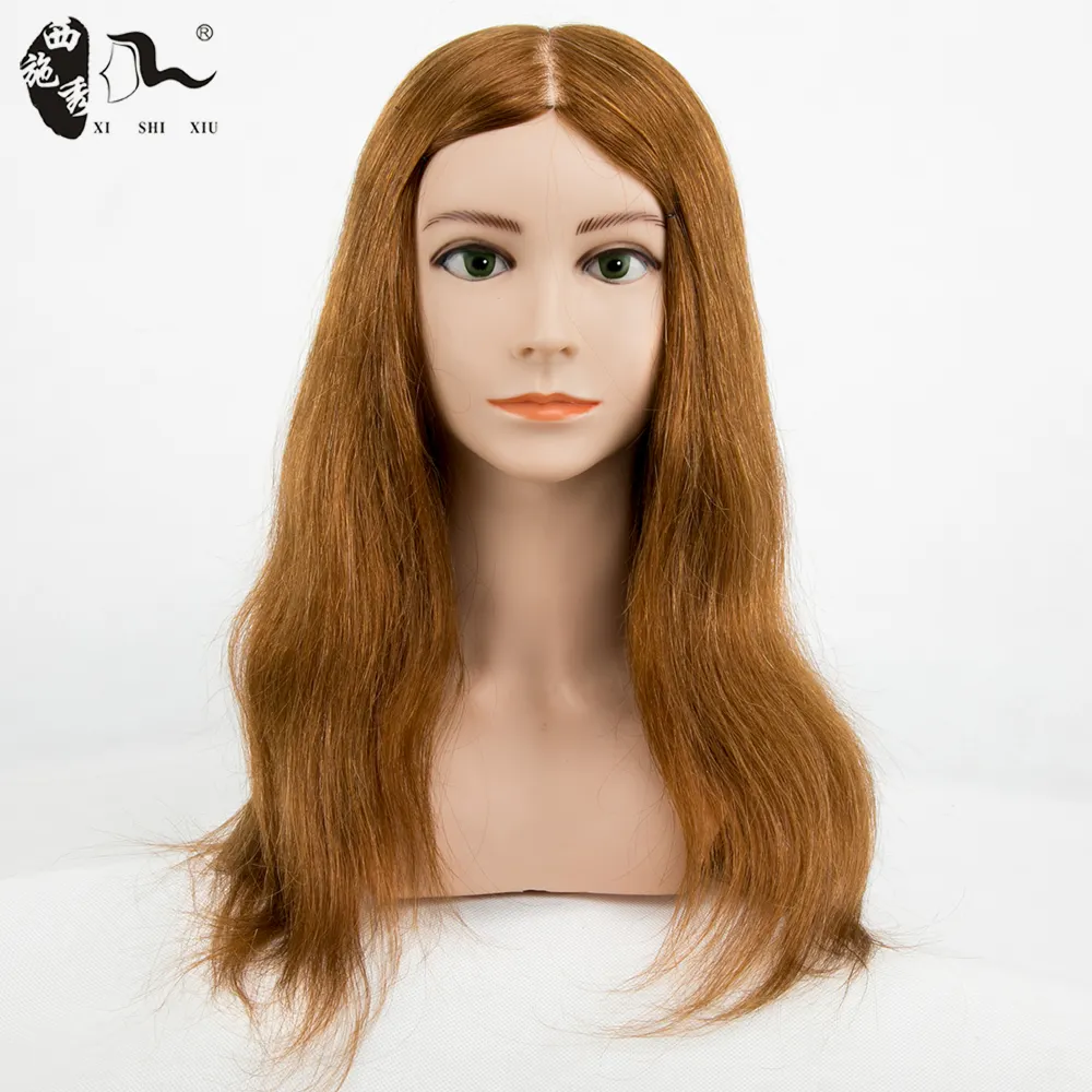High quality hairdressing mannequin head 18inch 100% human hair training head with shoulder