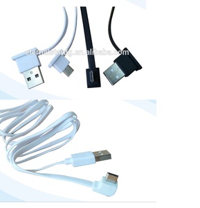 White 90 Degree Left Angled Micro <strong>USB</strong> <strong>Charging</strong> <strong>Cable</strong> with PVC Jacket Flat Ribbon <strong>USB</strong> Data Cord for Camera and Computer - Product Image 4