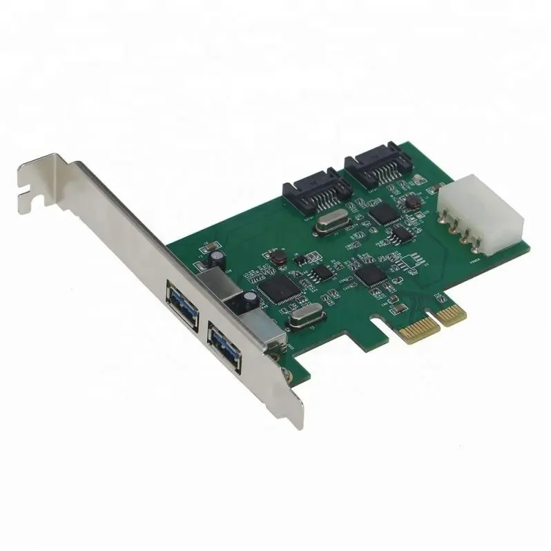 Daul SATA III 2 Port USB 3.0 Kartu Ekspansi PCI Express HOST Adaptor Controller Kartu untuk Desktop