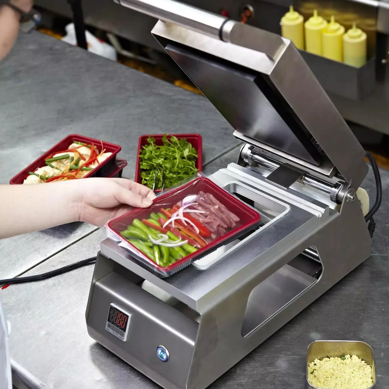 Custom Food Manual Tray Sealer Sealing Machine Tray Sealer For Meat Fresh Fruit Vegetable Fast Packing