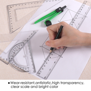 Juego <span class=keywords><strong>de</strong></span> Reglas Geométricas <span class=keywords><strong>de</strong></span> Plástico Transparente para Niños, 5 Piezas, en Blister, para Material Escolar - Product Image 5