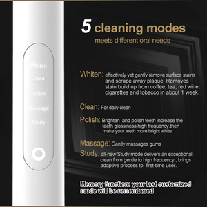 Cepillo de dientes eléctrico sónico inalámbrico para adultos, 5 modos, personalizado, alta calidad, aprobado por la CE, fabricante al por mayor - Product Image 4