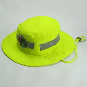 批发中性荧光绿色定制钓鱼山雨盖安全帽太阳斗帽宽边帽