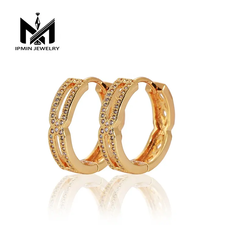 เครื่องประดับ 14 k gold ต่างหูปรับแต่ง zircon hoop ต่างหู