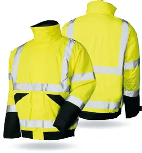 Veste De Sécurité routière Haute Visibilité Réfléchissante Imperméable Veste de Sécurité D'hiver avec Réflecteur Jaune