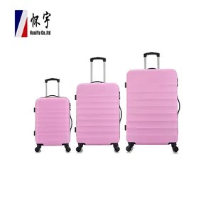 प्रोमोशनल उच्च गुणवत्ता यात्रा 3 टुकड़ा सेट गुलाबी Abs ट्राली सामान सूटकेस