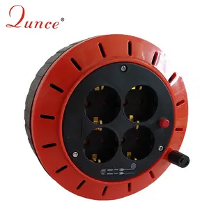 Empty Plastic Cable Reel European Type Four Outlets Small Home Appliance Cable Reel With Thermal Cut-out