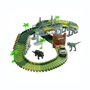 Slot di Auto Da Corsa Pista Set di Giocattoli Dinosauro con 142 Pezzi Flessibile Tracce 2 Dinosauri