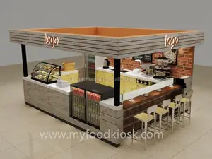 Quiosco de Comida de Madera Sólida <span class=keywords><strong>para</strong></span> Centro Comercial, Muebles de Barra <span class=keywords><strong>para</strong></span> Cafetería, Quiosco <span class=keywords><strong>para</strong></span> Cafetería en Interiores o Exteriores - Product Image 6