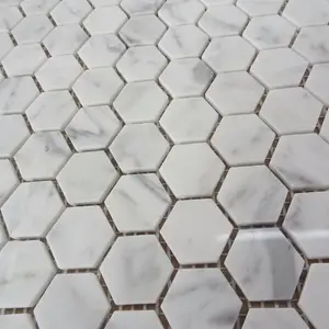 Blanc poli Carrare mixte Onyx Marbre Hexagone Mosaïque Salle De Bain Mur Carrelage Chine Fournisseur en vente fond