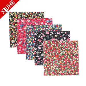 Custom Handmade Fancy Floral Design Screen Print Cotton Handkerchiefs for Men