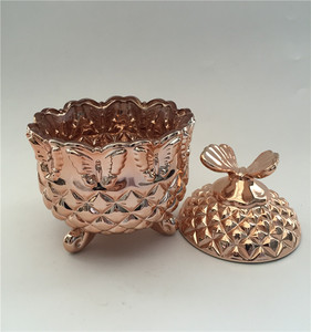 Gros <span class=keywords><strong>noeud</strong></span> papillon avec pied en verre bocal de bonbons avec couvercle papillon fait à la main en cristal bougie pot BR - Product Image 5
