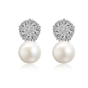 <span class=keywords><strong>Orecchini</strong></span> di Perle d'Acqua Dolce Naturali in <span class=keywords><strong>Argento</strong></span> Sterling 925 Placcato Oro Bianco - Product Image 1