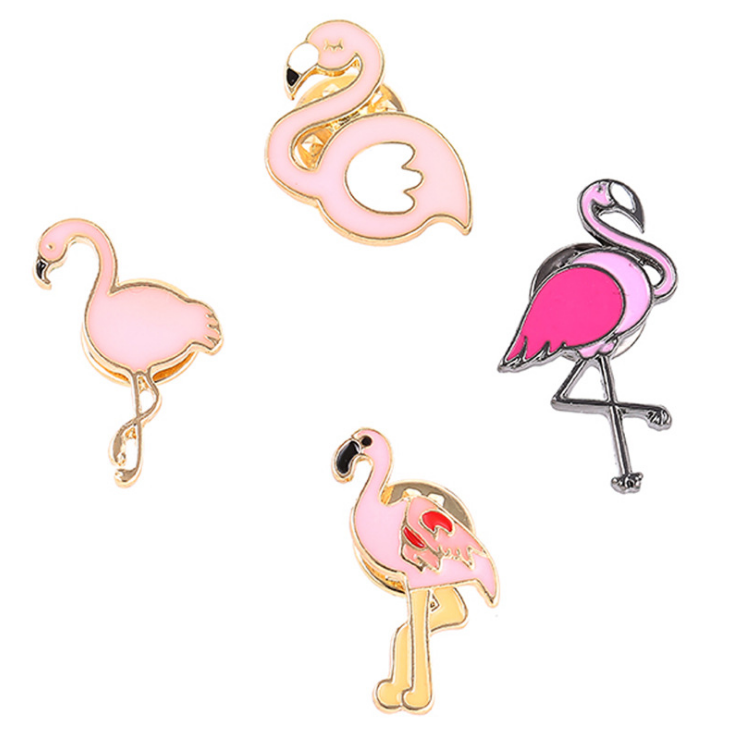 Jiabo, бесплатный образец, оптовая продажа, металлическая мягкая эмалированная булавка на заказ с розовым фламинго, птицей