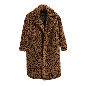 FF034 女性时尚潮流高端人造毛皮豹纹大衣