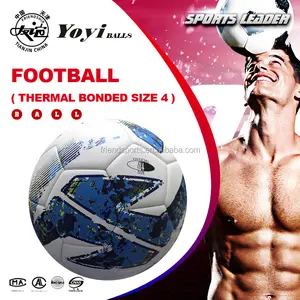 thermal bonded PU leather foamed polyurethane coating- rough and dotted layer ( honeycomb finish ) official size 4 soccer ball