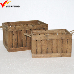Customized 3 Pieces Nature Finish Distressed Vintage <strong>Apple</strong> Pine Wood Vegetable <strong>Crates</strong> <strong>for</strong> <strong>Sale</strong> With Metal Handle - Product Image 3