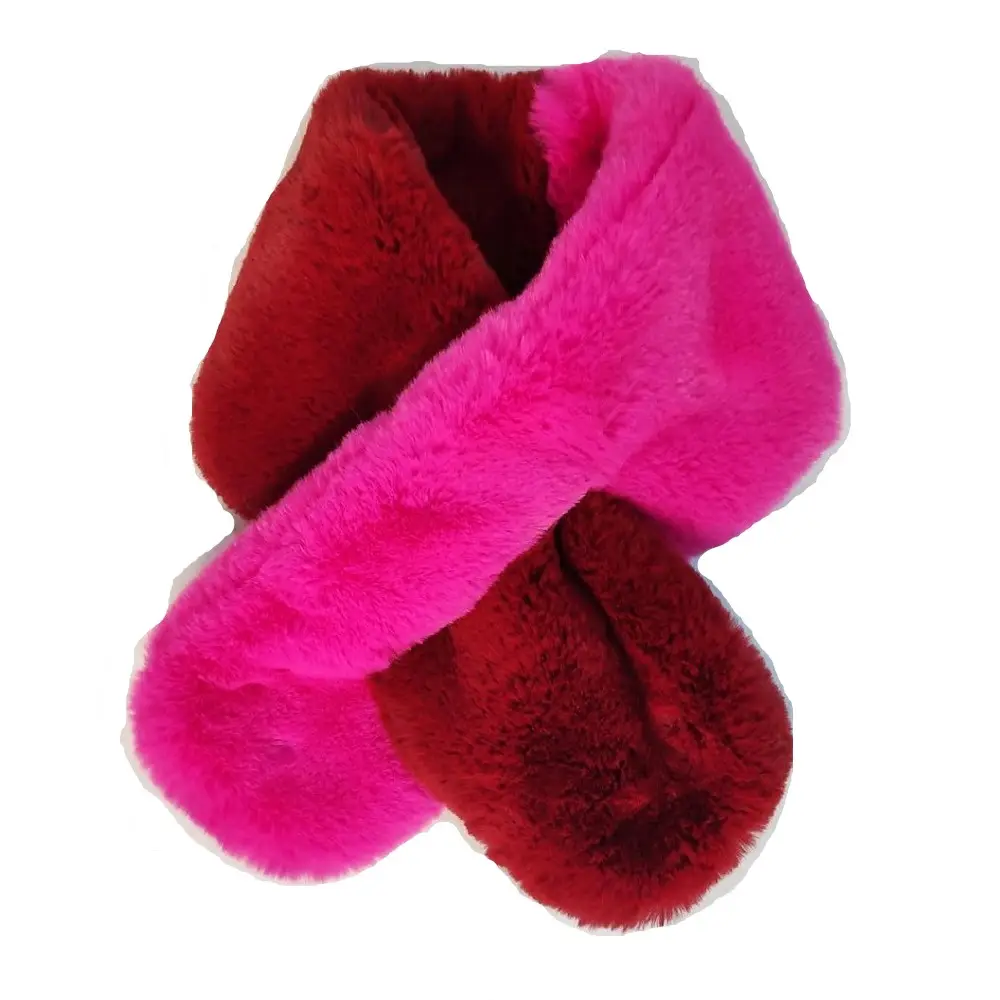 Châle en laine et fausse fourrure rose pour femme, écharpe d'hiver, vente en gros, collection