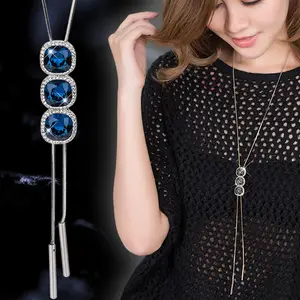 Fashion rhinestones blue Necklaces Long chain Necklace fashion jewelry JH40