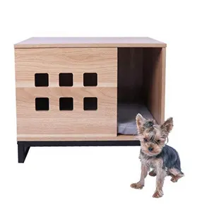 Rettangolo di Legno Casa Dell'animale Domestico di Stile Log Cabin Porta di Windows Coperta Kennel S Cani Animali Domestici casa