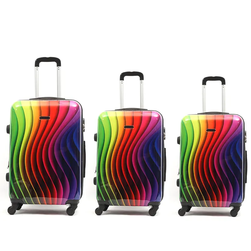 Kunden spezifische ABS-Polycarbonat-Trolley-Gepäckkoffer-Tasche mit voll bedruckten Hartschalen-Reises ets