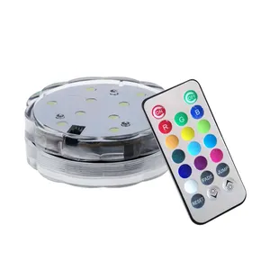 JEJA IP68 Submersible Waterproof RGB Led Puck Lights With Remote Control for Swimming Pool Fish Tank Hookah Vase Home Decoration