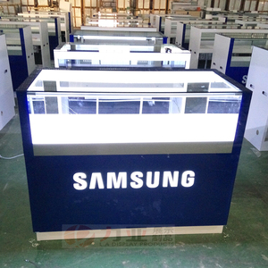 Factory custom made metal mobile phone display counter glass LED display cabinet
