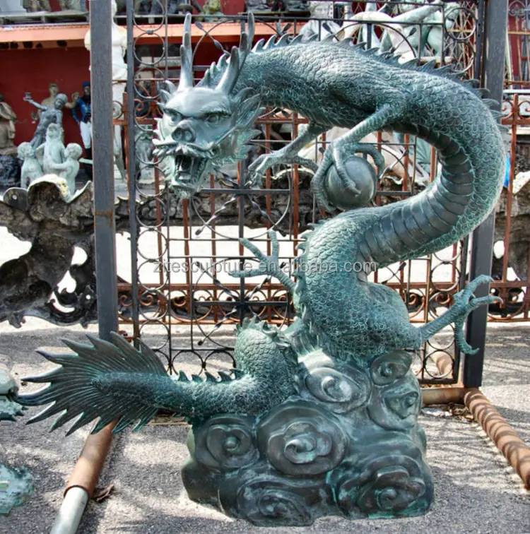 कांस्य धातु चीनी बारह राशि चक्र ड्रैगन मूर्तिकला उद्यान सजावट के लिए