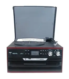 Klasik pemain dengan cd/radio/kaset tape, belt drive antik turntable pemain