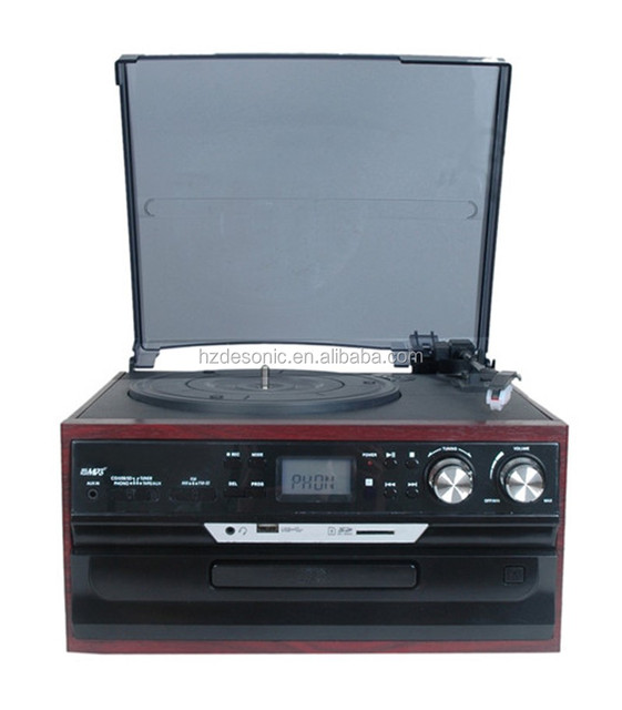 Classic Player With Cd/radio/cassette Tape Player , Belt Drive Vintage Turntable Player