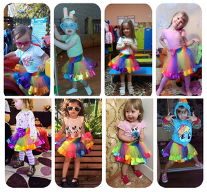 Falda tutú de satén para niñas, colores del arco iris - Product Image 6