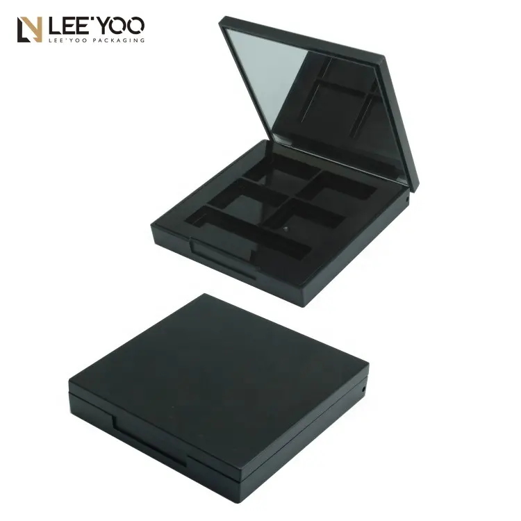 Vierkante Magnetische Oogschaduw Palet 4 Kleuren Private Label Oogschaduw Case Luxe Cosmetica Verpakking Container Oem Odm