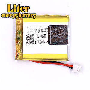 Plug <span class=keywords><strong>2</strong></span>,5-<span class=keywords><strong>2</strong></span> p <span class=keywords><strong>3</strong></span>,7 V 603550 1200 mAh rechargeable LiPo battery solar Li ion polymer lithium battery with PCM - Product Image 2