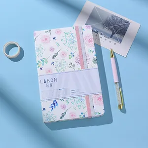LABON-Cuaderno de tela impresa a todo Color, cuaderno de cubierta dura de lino con doble banda elástica, diseño personalizado, A5
