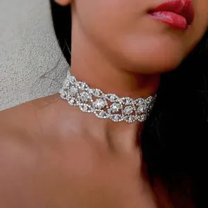 Luxury Beads Collar Chokers Necklace & Pendant Geometry Rows Wedding Sexy Necklace Statement Chokers Women