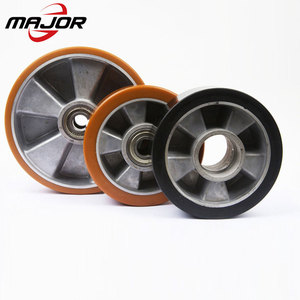 160mm 180mm 200mm robuste en aluminium noyau élastique en caoutchouc polyuréthane chariot élévateur roulette <span class=keywords><strong>pour</strong></span> <span class=keywords><strong>transpalette</strong></span> à main - Product Image 4