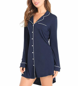 Camicie da Notte in Bambù per Donne, Lunghezza al Ginocchio, Taglie Forti, Abbigliamento Estivo da Notte, <span class=keywords><strong>Pigiami</strong></span> - Product Image 2