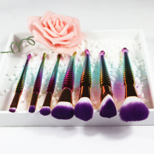 Paillettes sirène <span class=keywords><strong>licorne</strong></span> luxe 7 pièces bronzant dégradé de couleur ensemble de pinceaux de <span class=keywords><strong>maquillage</strong></span> cheveux synthétiques outil de beauté <span class=keywords><strong>maquillage</strong></span> pinceaux cosmétiques - Product Image 4
