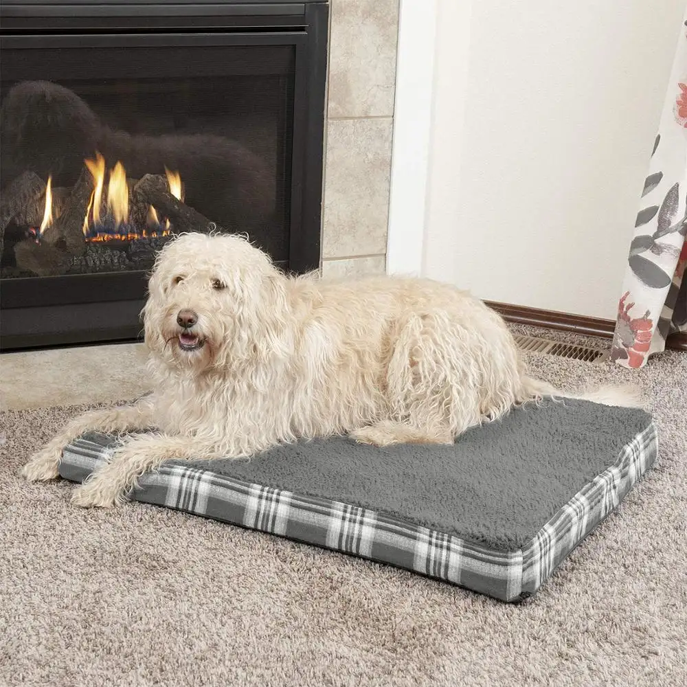 Luxury wholesale polyster Memory Foam fleece Dog Beds Orthopedic with Washable Covers dog mat pet mattress pet bed
