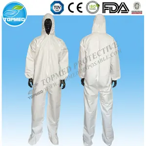 Película protetora respirável coverall microporosa com capuz e botas