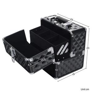 Maletín para maquillaje, estuche de belleza para esteticista, equipaje de mano negro, estuche de maquillaje de belleza de estilo diamante - Product Image 3