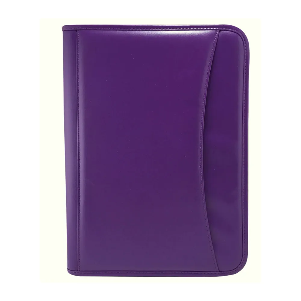 Calculator & Memo Note Pad Padfolio Purple Professional Business Organizer PU Leather Portfolio Padfolio Zippered