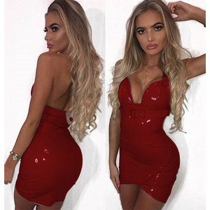 Les femmes portent PVC réglable bretelles Décolleté en v sans manches auto poitrine cravate fermeture fermeture à glissière Au Dos robe de mariée de mariage - Product Image 2