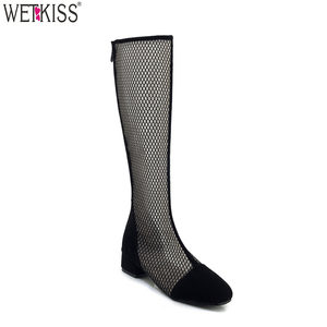 Las mujeres al por mayor <span class=keywords><strong>de</strong></span> la fábrica <span class=keywords><strong>de</strong></span> caucho grueso bajo rodilla botas tacón hueco cremallera botas por la rodilla - Product Image 1