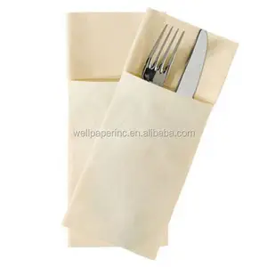 Airlaid kağıt akşam yemeği peçete 16x16 "inç bir cep ile ön için çatal bıçak takımı