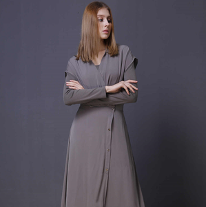 Diseño Simple de <span class=keywords><strong>la</strong></span> longitud del tobillo desmontable de dos piezas División largo vestido de las mujeres - Product Image 5