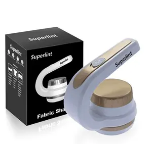 SUPER Lint White and Goldfabric Shaver and Lint Remover, Battery Operated Sweater Shaver Best Fuzz Pill Bobble Remover